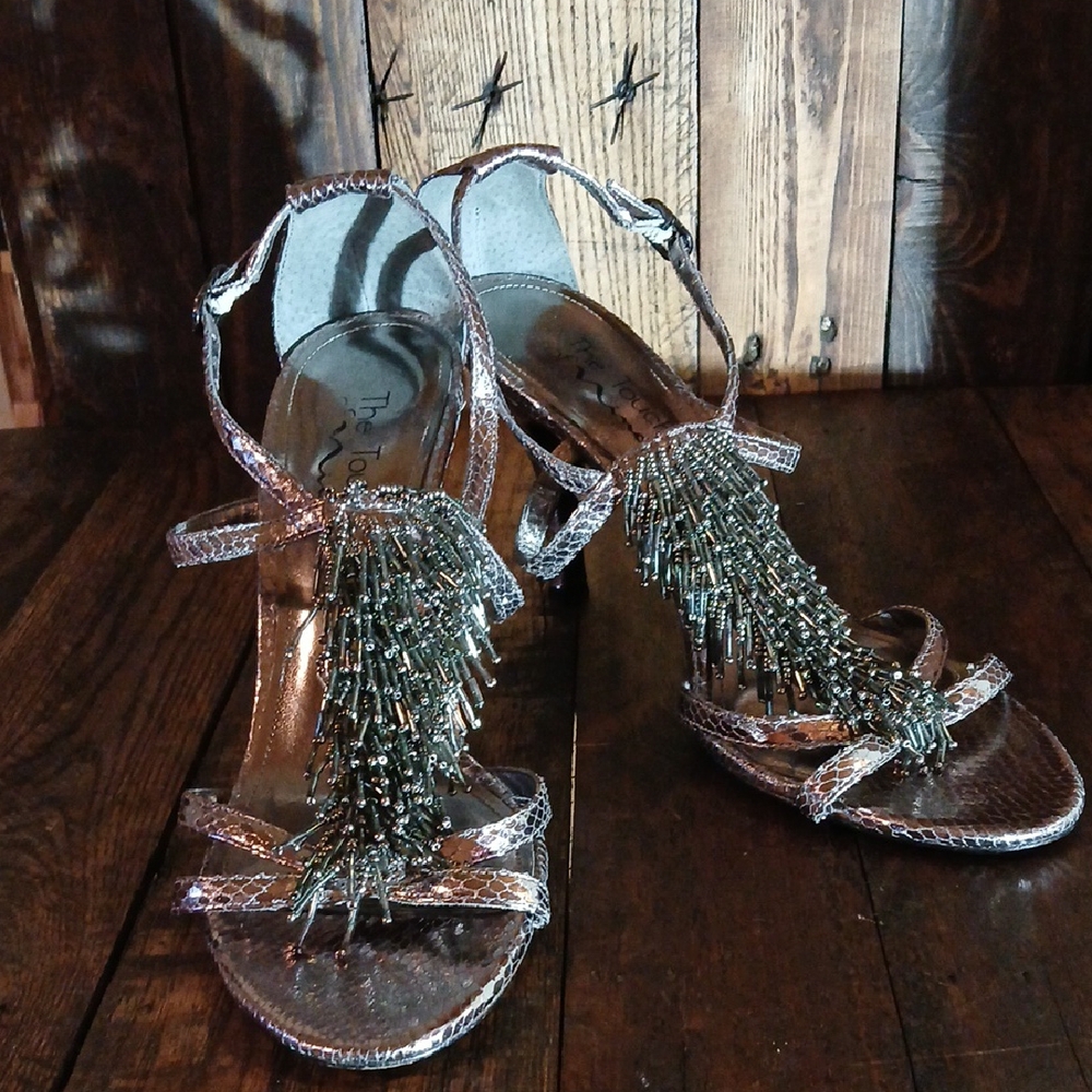 Shimmering Beaded Heels